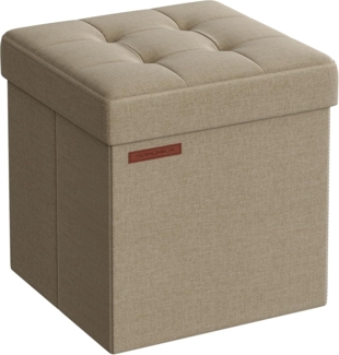 Songmics 38 cm Sitzbank mit Stauraum, klappbare Sitztruhe, Aufbewahrungsbox, Fußbank, Kamelbraun LSF027K01