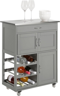 Servierwagen mit Flaschenablagen und Schublade Holz Metall Schwarz FKW45-HG