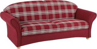 Corona Sofa 2,5-Sitzer Flachgewebe Rot Buche Natur