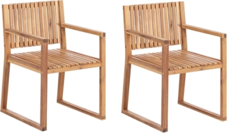 Gartenstuhl 2er Set SASSARI II Zertifiziertes Akazienholz Heller Holzfarbton