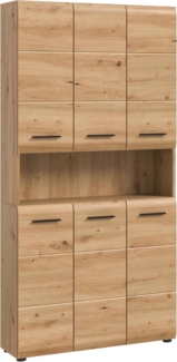 xonox. home – Mehrzweckschrank Ice 90 x 185 x 30 cm in Korpus und Front Artisan Oak Nachbildung – holzfarbener Badschrank Hochschrank breit – modern & platzsparend
