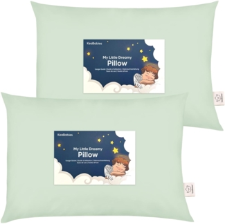 2er Pack Kleinkind Kissen 33x46 cm - Weich Bio Baumwolle Kissen Kinder - Kleinkind Kopfkissen Zum Schlafen - Kleines Kinder Kissen - Kinderkopfkissen für Kleinkinder - Kinderkissen (Sage)