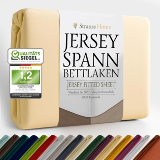 Strauss Home Spannbettlaken Premium, Gummizug: Rundumgummi, 150gr/m2 Premium Jersey 100% Baumwolle