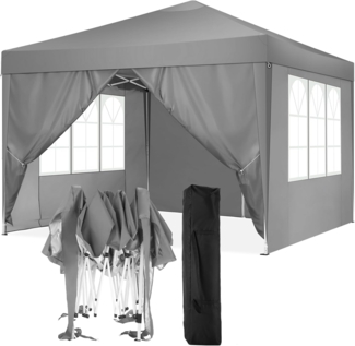 COBIZI Pavillon 3x3 Faltpavillon Wasserdicht Stabil Winterfest Faltbar Partyzelt mit 4 Seitenteilen Pop up Gartenpavillon UV Schutz 50+ Höhenverstellbar für Strand Hochzeit Camping, Grau