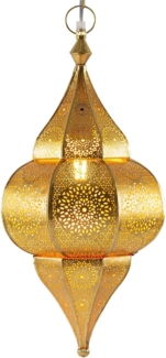Marrakesch Orient & Mediterran Interior Pendelleuchte Orientalische Lampe Hängelampe aus Metall E27 Lunar Gold 40cm, Handarbeit