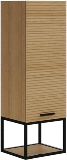 Vente-unique - Badhochschrank hängend gestreift mit Nische - Holzfarben hell - H. 104 cm - SARONE
