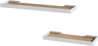 Vicco Bücherregal Erni, Weiß/Eiche, 60 x 3 cm 2er-Set