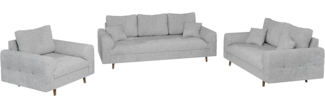 S-Style Möbel Polstergarnitur 3+2+1 Kristian mit Braun Holzfüßen aus Chenille-Stoff, (1x 3-Sitzer-Sofa, 1x 2-Sitzer-Sofa, 1x Sessel), mit Wellenfederung