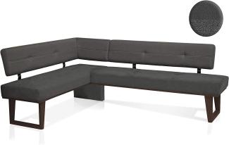 Möbel-Eins COLMI Eckbank, Material Massivholz/Bezug Stoff Buche schwarz 167x192 cm dunkelgrau