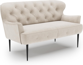 CAVADORE 2-Sitzer Küchensofa Amba, Trendige Sitzbank für Küche oder Esszimmer / 153 x 97 x 87 / Hochwertiges Flachgewebe: Naturweiß