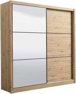 Vente-unique - Kleiderschrank mit 2 Türen - mit Spiegel - B213 cm - Natur - MOLEPA