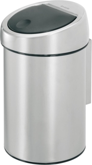 Brabantia Touch Bin, Mülleimer, Abfalleimer, Papierkorb mit Wandhalterung, Matt Edelstahl, 3 Liter, 363986