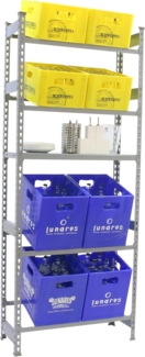 Simon Rack Getränkekistenregal für 8 Kisten, 2000 x 800 x 300 mm, Grau, Freistehendes Metallregal für Wasserkisten, Bierkisten oder Getränkekisten, Für Küche, Garage oder Keller