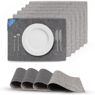 Platzset Lederimitat Grau/Dunkelgrau (Struktur) 6er Set