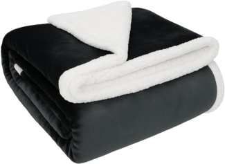 Betz Luxus Flanell Kuscheldecke Wohndecke XXL Verona Sherpa Größe 150x200 cm Farbe Graphit