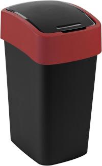 Curver Mehrzweck-Abfallbehälter Flip 25L in schwarz-rot, Plastik, 34 x 26 x 47 cm