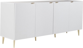 Vente-unique - Sideboard mit 4 Türen - MDF & Stahl - Weiß & Goldfarben - YESINIA