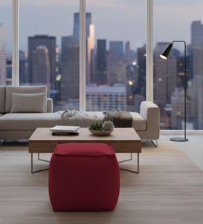 Talamo Italia Pouf Perla, 100% Made in Italy, Quadratischer Pouf aus weichem Stoff, 45x45h45 cm, Farbe Rot