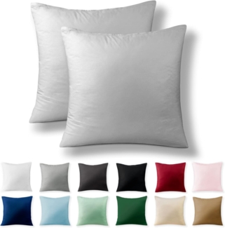 Alreya 2er-Set Renforcé Kissenbezug 60x60 cm - 100% Baumwolle mit YKK Reißverschluss, Superweicher Kopfkissenbezug 60x60, Kissenhülle, Grau, nur Kissenbezug