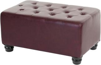 Luxus Ottomane Sitzhocker Chesterfield 41x75x46cm Kunstleder ~ runde Füße, rot-braun