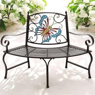 DanDiBo Baumbank Halbrund Wetterfest Metall Braun 96594 Gartenbank Viertelkreis Eisen Bank Garten Antik