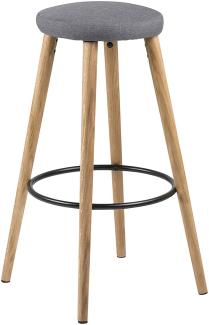Movian Tarna - Set mit 2 Barhockern, 41 x 41 x 77 cm, Grauer Stoff/Gestell aus ölbehandelter, massiver Eiche