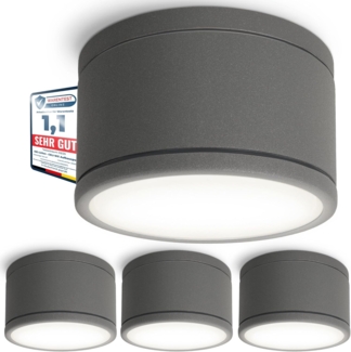 SSC-LUXon LED Außen-Deckenleuchte CELI-WX Aufbauleuchte flach IP44 Bad Aussen anthrazit LED GX53 5W, Neutralweiß