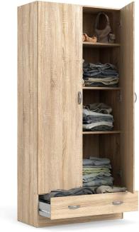 Dmora Kleiderschrank mit zwei Türen und einer Schublade, Eichenfarbe, 79 x 35 x H171 cm