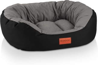 BedDog Hundebett Grosse Hunde - Hundekissen - Hundekorb - Ovales Hundekörbchen - Hundesofa - Hundebetten für Große Hunde - Dog Bed - Hunde Bett - Körbchen Hund aus Alicante-Gewebe L, THE-ROCK (schwarz/grau)