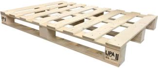 LIPA Palettenbett Bett Holz Massivholzbett 90 100 120 140 160 180 200x200 cm, Palettenmöbel hergestellt in BRD (140x200)