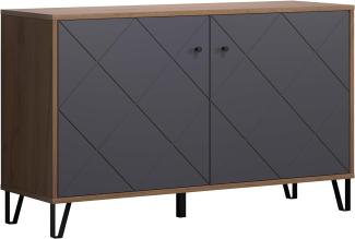 Sideboard Montez in Graphite grau und Eiche Kraft Gold 123 cm