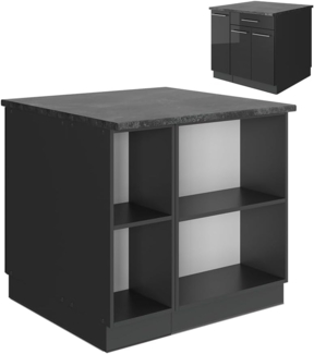 Kücheninsel Fame-Line Anthrazit Hochglanz 90 cm ohne Arbeitsplatte Vicco