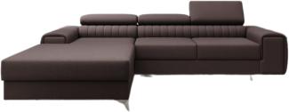 Designer Sofa Melinda mit Schlaf- und Klappfunktion Stoff Dunkelbraun Links