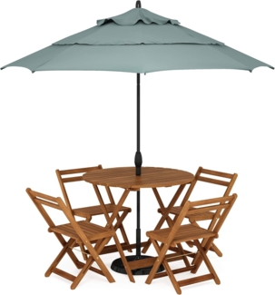 Furinno Tioman Outdoor Klapptisch mit Sonnenschirmloch, Natur, 89,92 x 89,92 x 72,39 cm