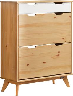 Casaria Schuhschrank Borneo (1-St) Holz 101x80x33cm mit Schublade 2 Klappen FSC®- zertifiziert Massiv