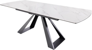 riess-ambiente Esstisch CONCORD 180–230cm weiß Keramik – ausziehbar, schwarzes Gestell (Einzelartikel, 1-St), verlängerbarer Tisch, modernes Design, Platz für bis zu 10 Personen