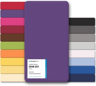 CelinaTex Jersey Spannbettlaken Lucina Doppelpack 90x200-100x200cm lila 100% Baumwolle gekämmt bis 26cm Matratzenhöhe Oeko-TEX