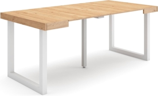 Skraut Home | Ausziehbarertisch | Multifunktionaler ausziehbarer | 180 | Für 8 Gäste | Massivholz Beine | Moderner Stil | Eiche