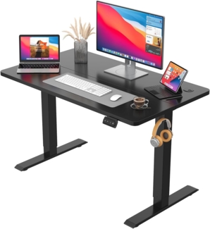 JUMMICO HöHenverstellbarer Schreibtisch Standing Desk Elektrischer Schreibtisch Höhenverstellbar mit Memory-Funktion 100x60 cm,Schwarz