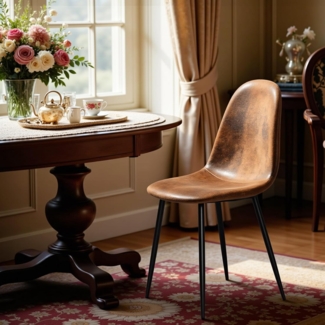 FurnitureR Sessel im Schaukelstuhl-Design - Braun Veloursimitat, Gepolstert, Metallgestell, Fester Sessel für Wohnzimmer (Einzelstück)