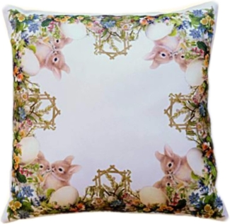 Kissenhülle mit Ostermotiv Frühling Osterhasen Nostalgie Osterdekoration 40x40 Kissenhülle