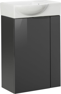 Fackelmann SBC LUNA Gäste WC Set 2-teilig 45 cm, Anthrazit, links, Keramik Hahnloch rechts