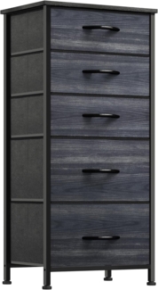 YITAHOME Kommode, Schrank, Aufbewahrungsschrank, 5 Schubladen aus Stoff mit Griffen, Aufbewahrungskommode, Schwarze Holzmaserung