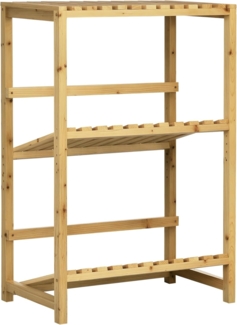 Outsunny Weinregal Kistenregal mit 2 Gekippten Regalen, Getränkekistenständer 1-tlg, Natur, 74 x 45 x 111 cm