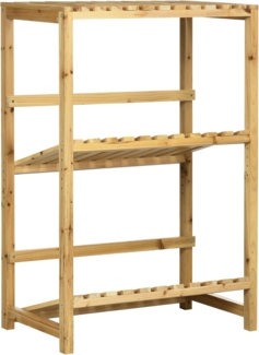 Outsunny Weinregal Kistenregal mit 2 Gekippten Regalen, Getränkekistenständer 1-tlg, Natur, 74 x 45 x 111 cm