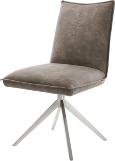 Drehstuhl Lelio-Flex Mikrofaser Taupe Vintage Kreuzgestell breit Edelstahl 360° drehbar Wippfunktion Taschenfederkern