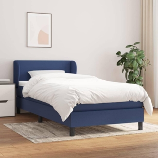 vidaXL Boxspringbett mit Matratze Blau 90x200 cm Stoff 3126059