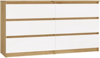 CDF Kommode Artisan Weiß mit 6 Schubladen Komodenschrank Komode für Wohnzimmer Schlafzimmer Schubladenschrank Malwa M6 140