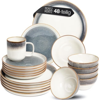 Moritz & Moritz Kombiservice TARENTO 48tlg Geschirr Set (48-tlg), 12 Personen, Steinzeug, Steinzeug Tafelservice