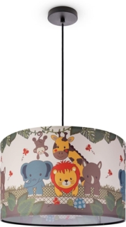Paco Home Pendelleuchte Diamond 634, ohne Leuchtmittel, Kinderlampe Deckenlampe LED Kinderzimmer, Dschungel-Tiere, E27